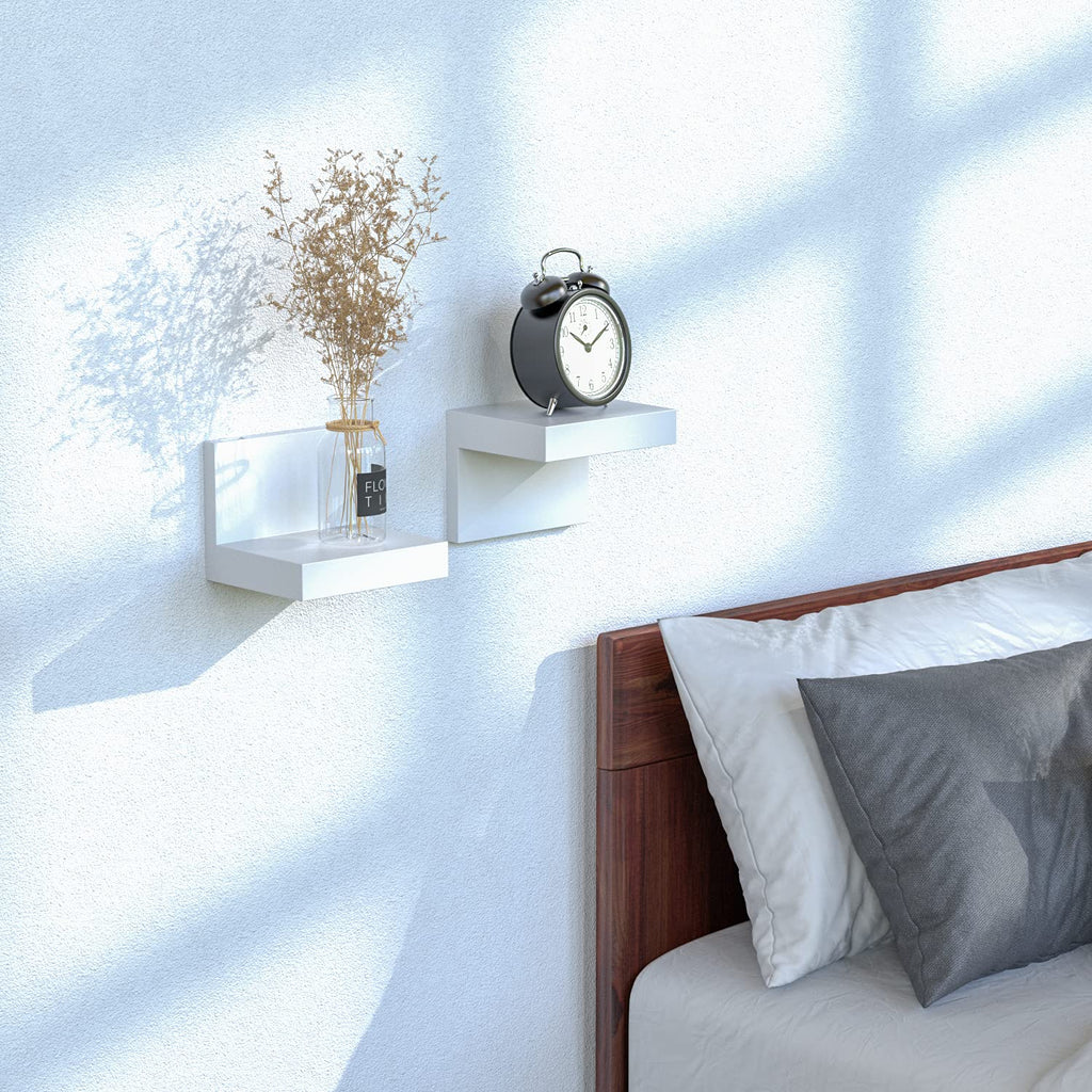 9-Set Small Floating Wall Shelf, No Drill Bathroom Shelf White