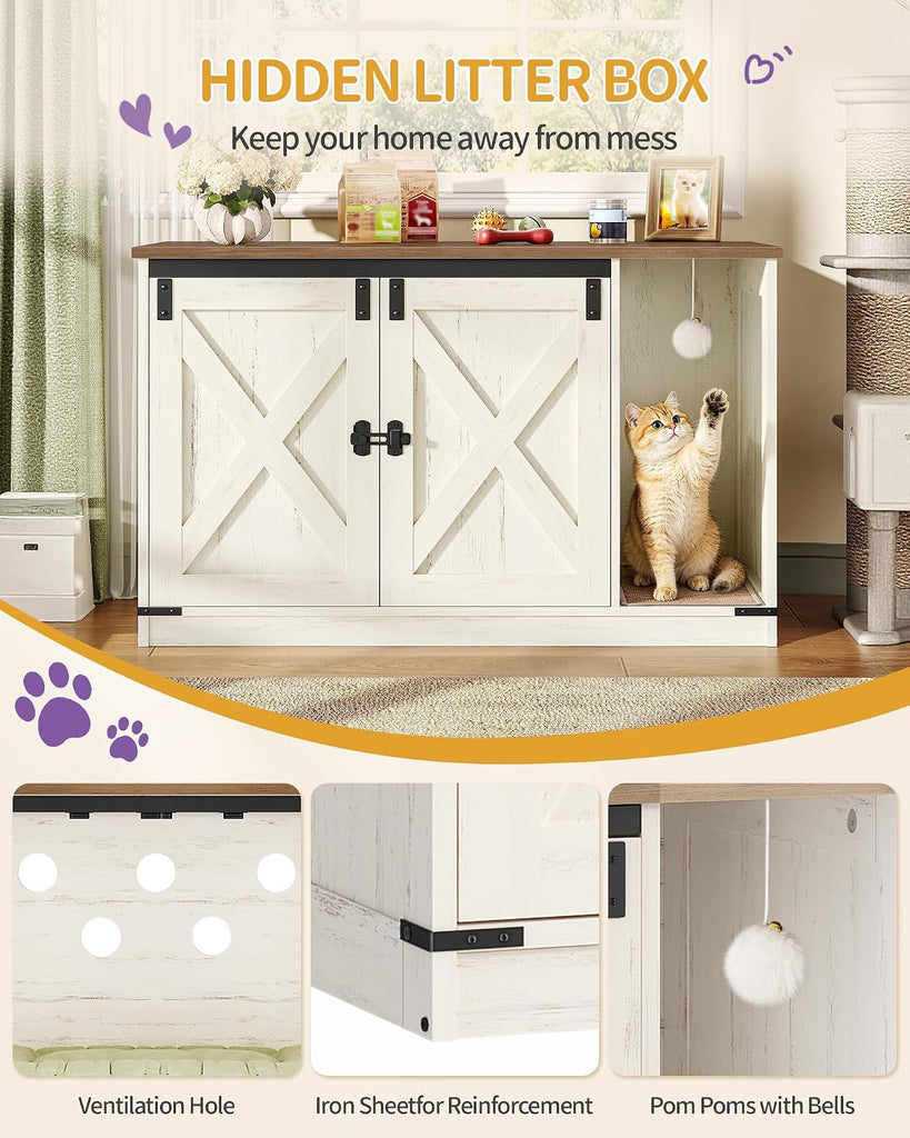 Cat Litter Box Enclosure, Hidden Litter Box Cabinet Furniture