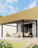 10 ft x 12 ft Lean to Gazebo, Hardtop Wall Pergola with Polycarbonate Roof, Aluminum Frame Mounted Gazebo for Lawn Patio Deck Yard and Party