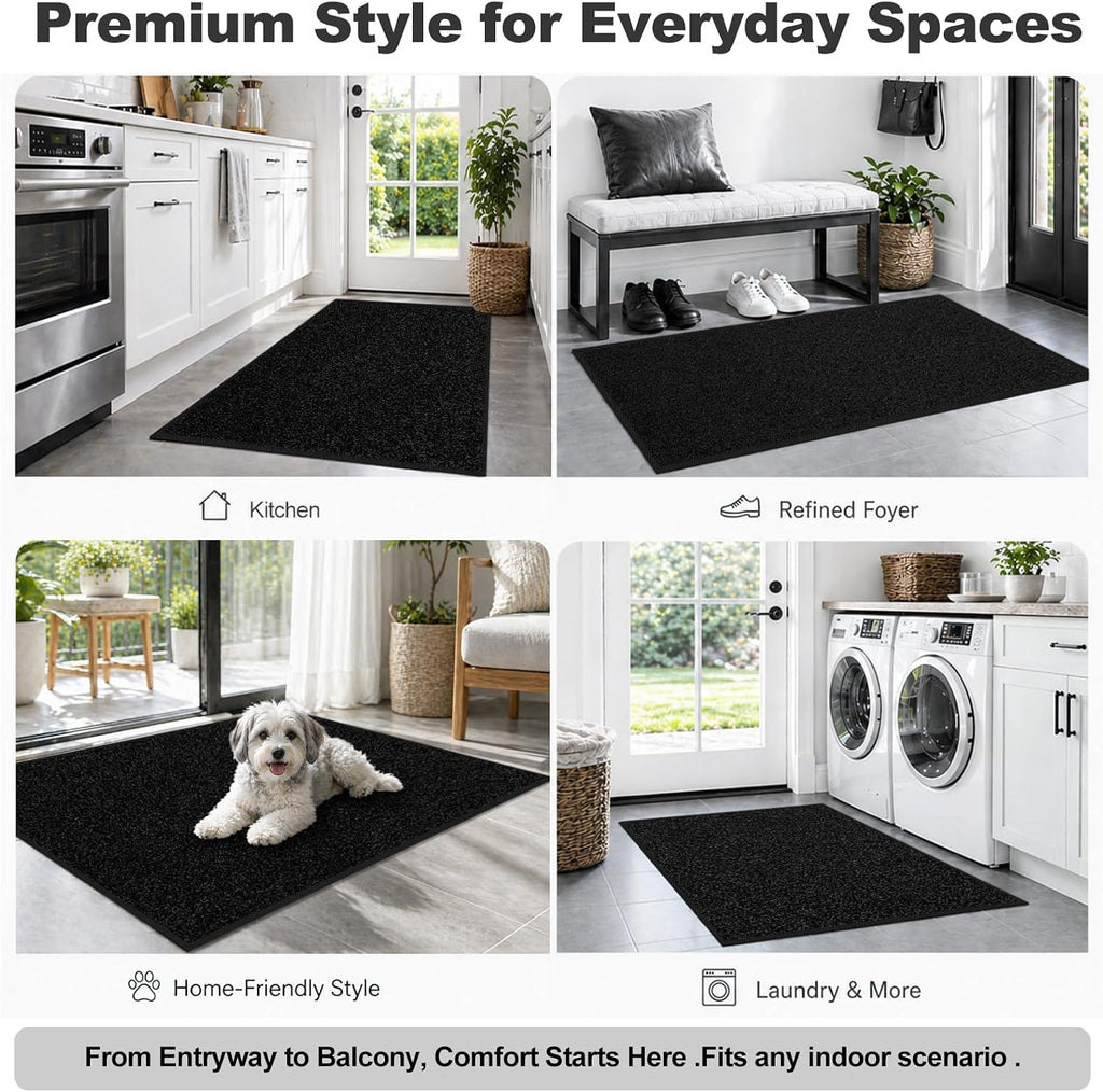 Super Absorbent Front Door Mat, 36" x 24", Non-Slip Washable Indoor Doormats, Low Profile Entryway Rug Outdoor, Dirt
