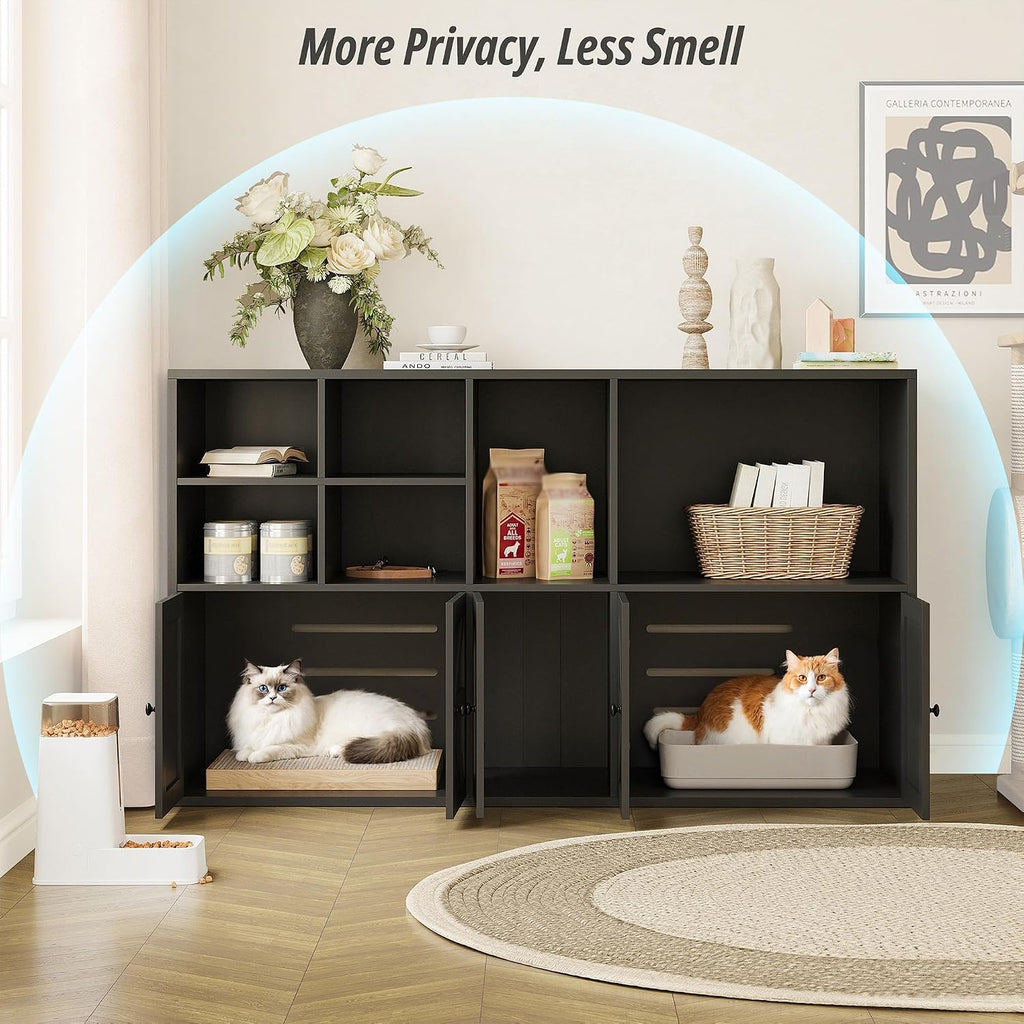 Cat Litter Box Enclosure for 2 Cats, Hidden Litter Box Furniture