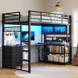 Twin Loft Bed with L-Shaped Gaming Desk, Storage Drawers & Hutch, Expanded Safety Power Outlet