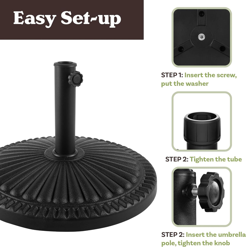 Patio Umbrella Base - 39lb Weighted Resin and Cement Patio Umbrella Stand Outdoor Base
