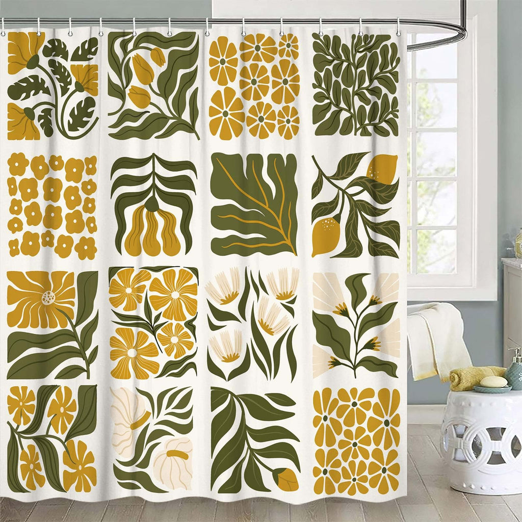 Boho Abstract Cute Floral Shower Curtain