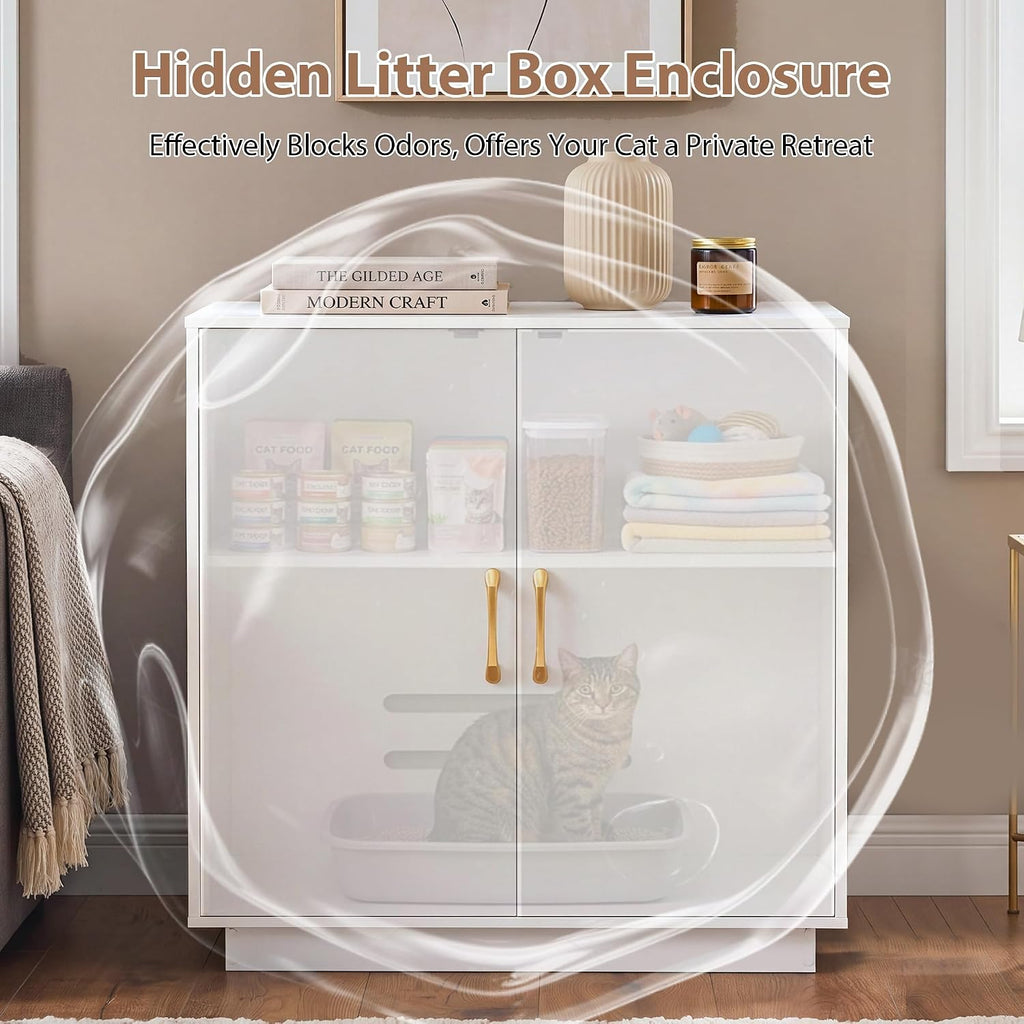 30.9'' Litter Box Enclosure Furniture- Hidden Storage