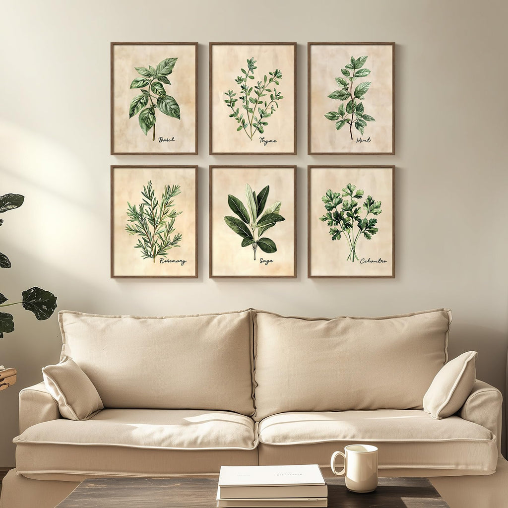 Framed Rustic Sage Green Botanical Wall Art, 6 Piece 11x14 In