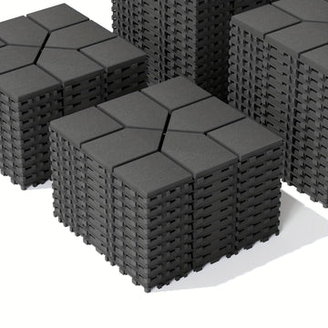 44Pcs Grey Interlocking Outdoor Floor Tiles, 11.8"x11.8", Waterproof Slip-Resistant for Backyard Terrace