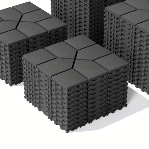 44Pcs Grey Interlocking Outdoor Floor Tiles, 11.8"x11.8", Waterproof Slip-Resistant for Backyard Terrace