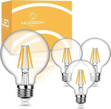6W Edison LED Light Bulb - G25 Globe, 4-Pack, 3000K Warm, Dimmable Soft White (60W Equivalent) - E26/E27 Standard