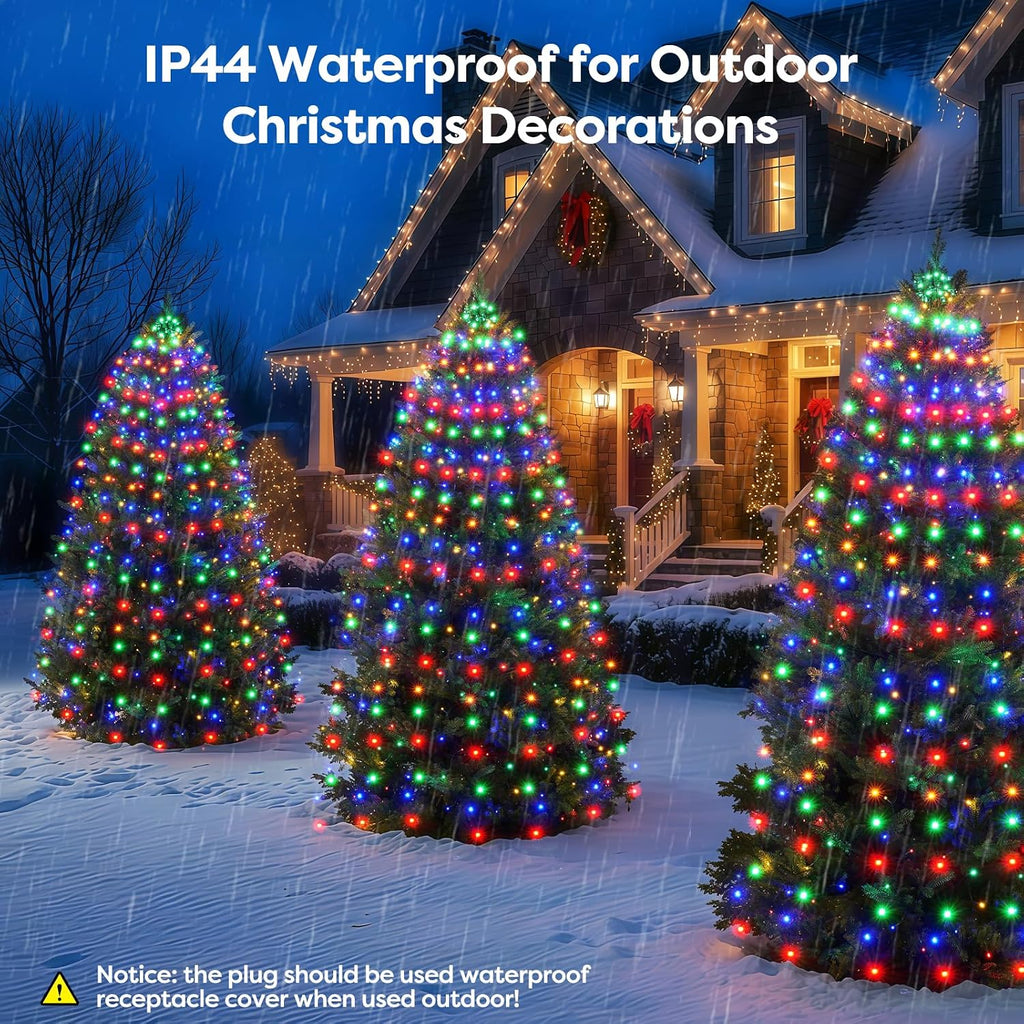 Christmas Tree Lights Multicolor Christmas Lights Outdoor Indoor 400Led 10 Lines with 8 Lighting Modes, Timer and