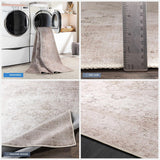Washable Pink Medallion 10ft Runner Rug Traditional Beige Olive Tan Blush Dark Green Bordered Bethan