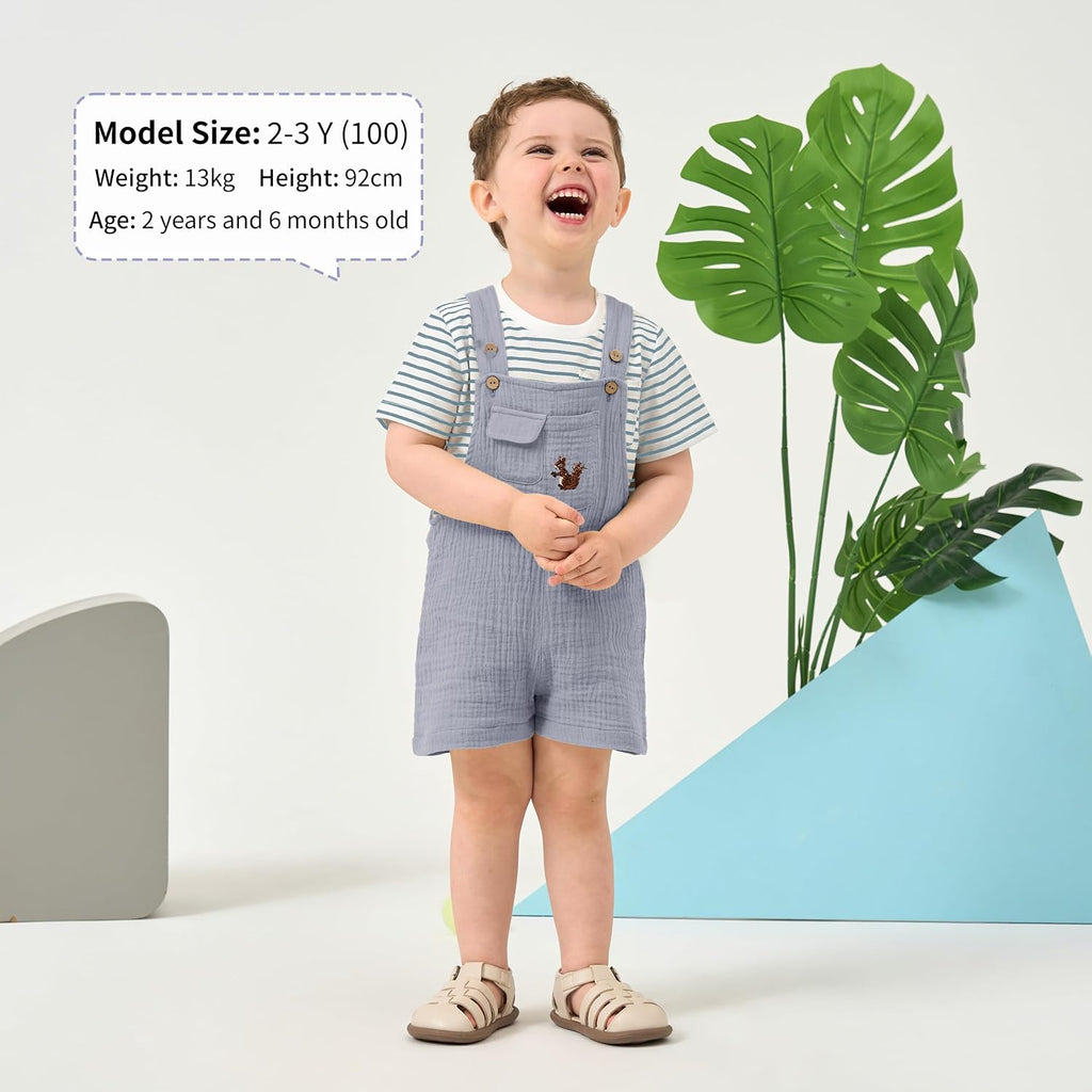 Baby Boy Short Overalls Cotton Gauze Shortall