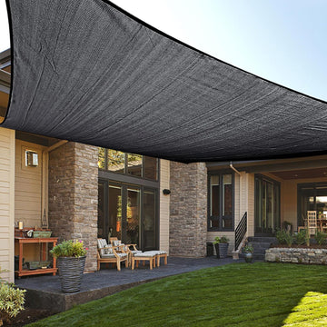 12' x 16' Rectangle Sun Shade Sail , Graphite Grey | HDPE Fabric, 95% UV Block, Breathable Sunshade, Canopy for