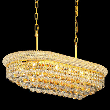 Crystal Chandeliers for Dining Room Light Fixtures Over Table_Modern Crystal Chandeliers for Kitchen Island_9 Lights Empire Style Gold Luxury Lighting Fixtures for Living Room Bar