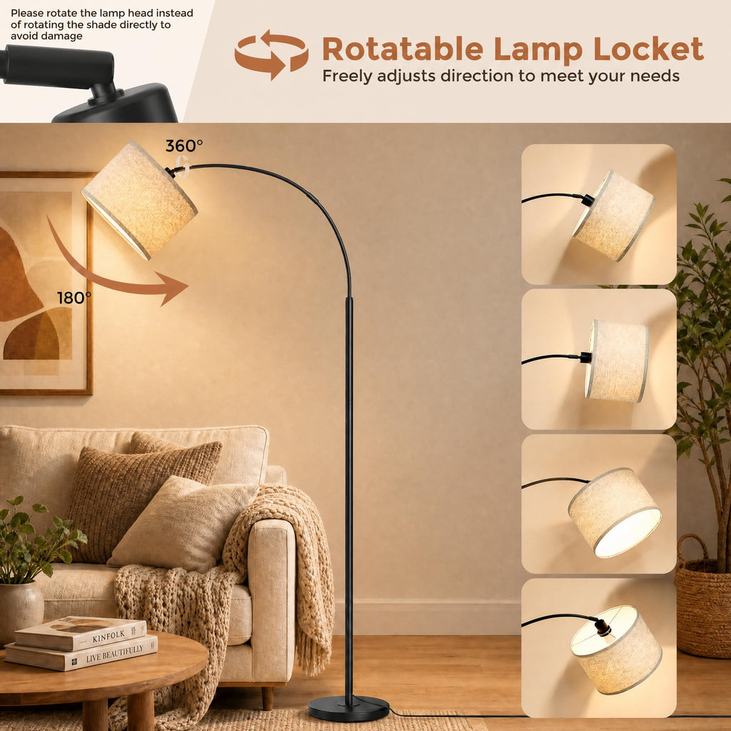 Arc Floor Lamps with Remote Control and Stepless Dimmable Color Temperature and Brightness Standing Lamp with