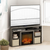 Corner Fireplace TV Stand for TVs up to 55 Inches, Electric Fireplace Entertainment Center with Storage, Grey Finish