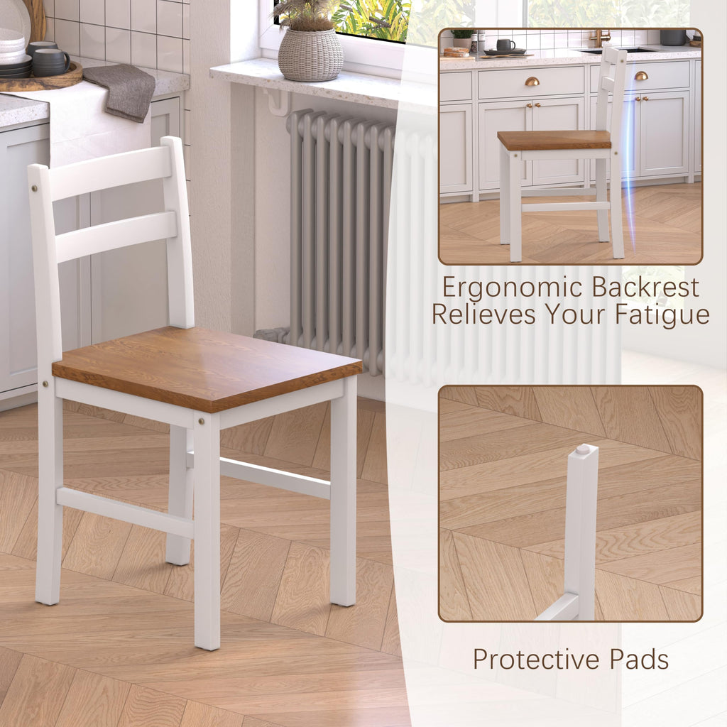 5 Piece Dining Table Set, Solid Wood Dining Table Set for 4, Farmhouse Table and 4 Chairs Set, 43.3'' Rectangular