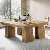 55-Inch Executive Desk, Thick Wood Office Computer Desk with Double Pedestal