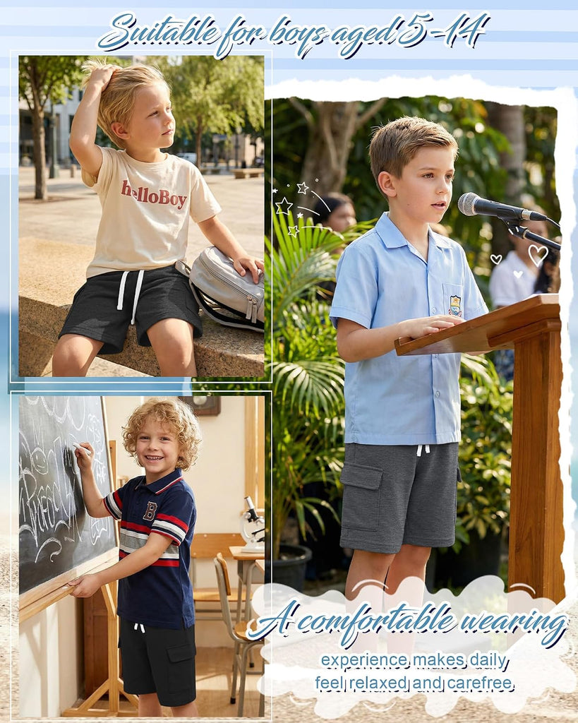 4 Pack Boys Cargo Long Shorts