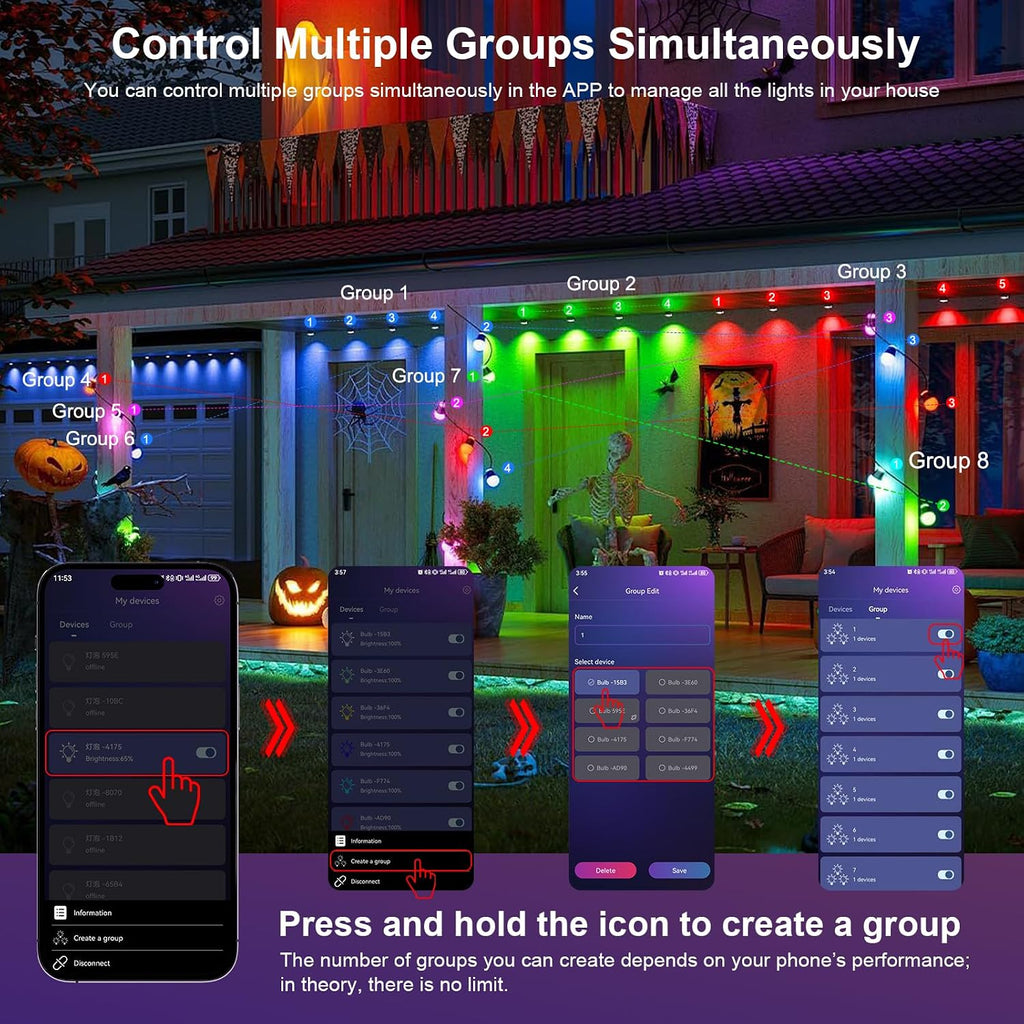 Smart Light Bulbs - Led Dimmible Color Changing Light Bulb for Home Works with Bluetooth Music Sync - A19 RGB