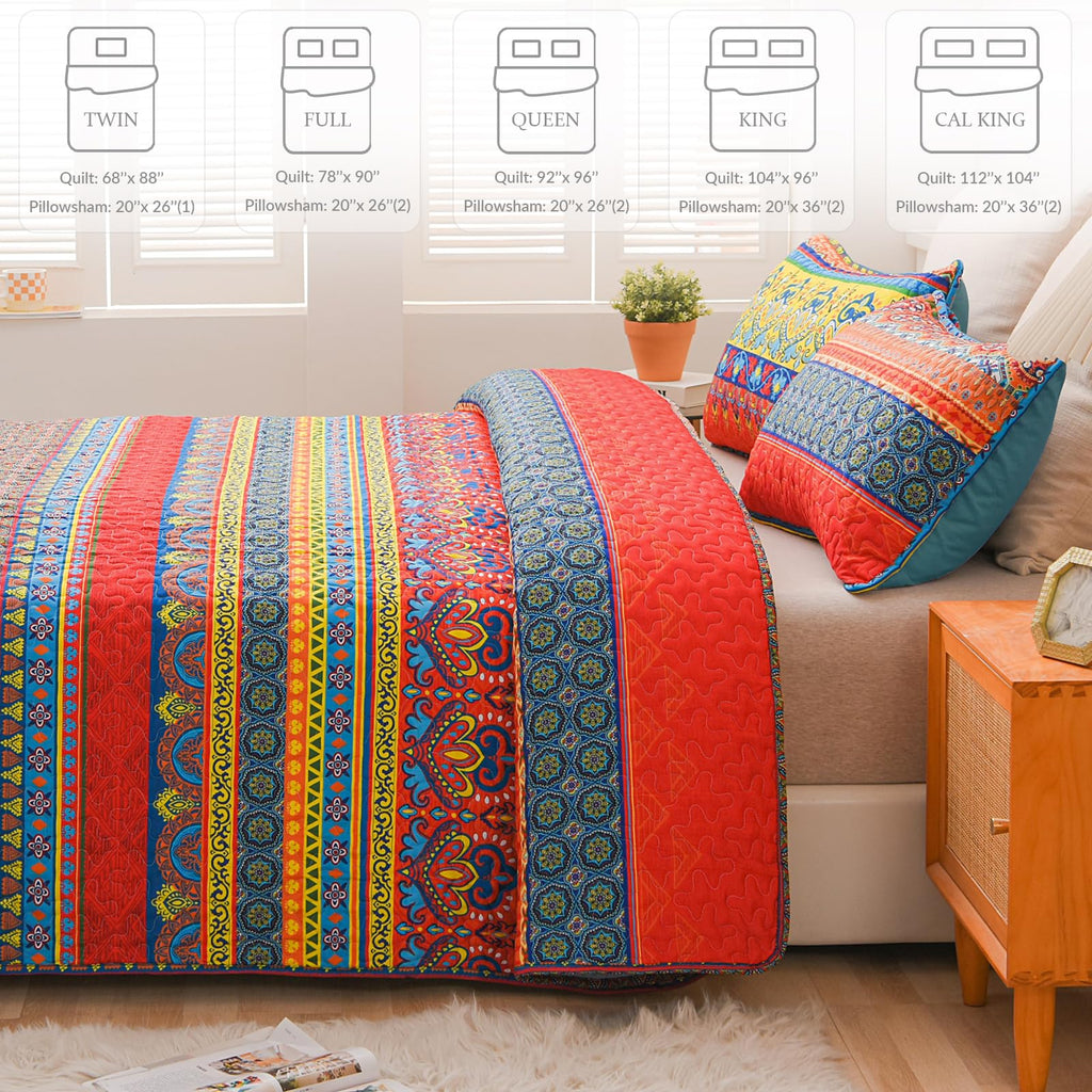 Reversible Boho Quilts Twin Size Blue
