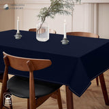 Navy Blue Table Cover, 100% Cotton Tablecloth 60x84 Inch, Fits 6-8 Seats, Soft, Durable, Washable, W
