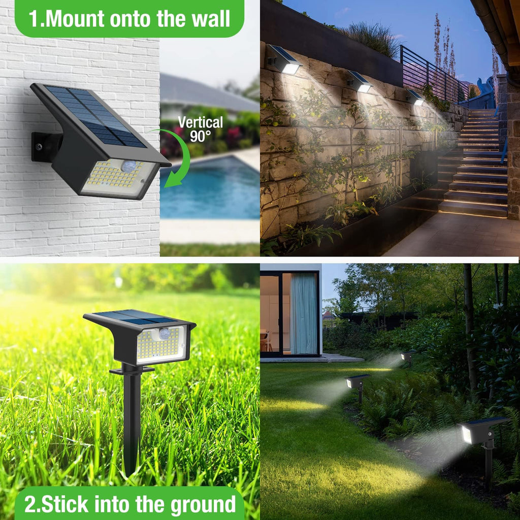 8 Pack 62 LED Solar Spot Lights Outdoor Motion Sensor with 3 Modes