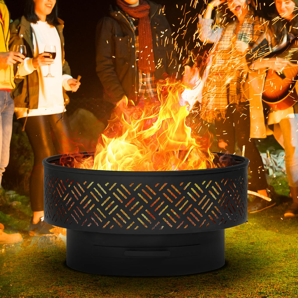 26 Inch Wood Burning Fire Pits with Grill & Lid