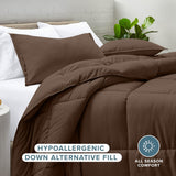 Comforter Set - Queen - Ultra-Soft - Goose Down Alternative - Premium 1800 Series - All Season Warmth (Queen, Cocoa)