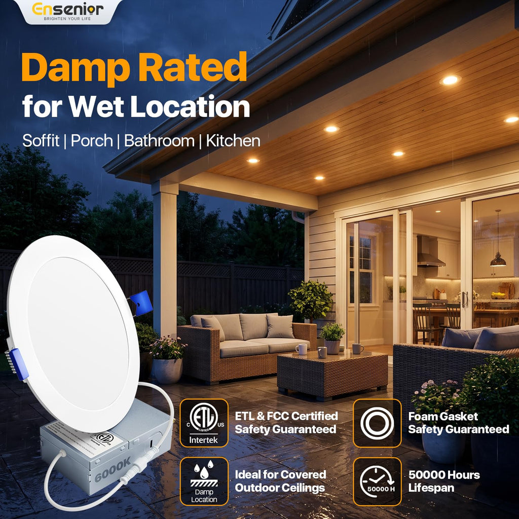 24 Pack 6 Inch LED Recessed Light, 6000K Dimmable Canless Wafer
