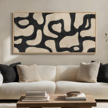 Extra Large Framed Abstract Mid Century Wall Art, 60x30 In