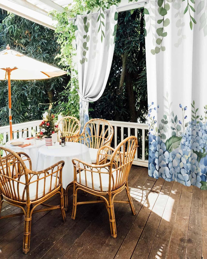 Outdoor Curtains Waterproof, Eucalyptus Leaves Privacy Screen Outdoor Front Porch Decor, Grommet Outside Curtains for