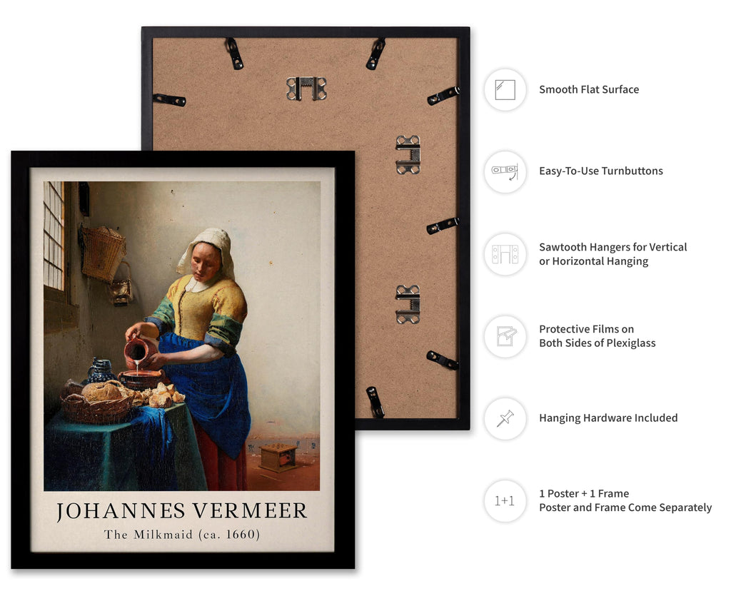 Master Vintage Johannes Vermeer Poster - Retro Milkmaid Painting Print - The Kitchen Maid Art - Baroque Art - Gift