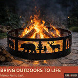 Fire Chief 36 Inch Fire Pit Ring – Heavy Duty Wood Burning Fire Ring Insert with Decorative Wildlife Design – Outdoor Steel Campfire Bonfire Pit - Image 7