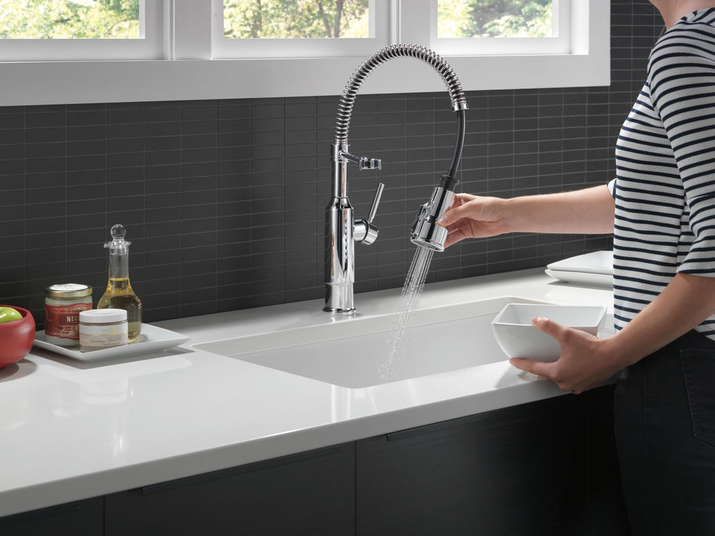 Theodora Pro Style Commercial Kitchen Faucet with Pull Down Sprayer, Chrome Single Hole Kitchen Sink Faucet, Single
