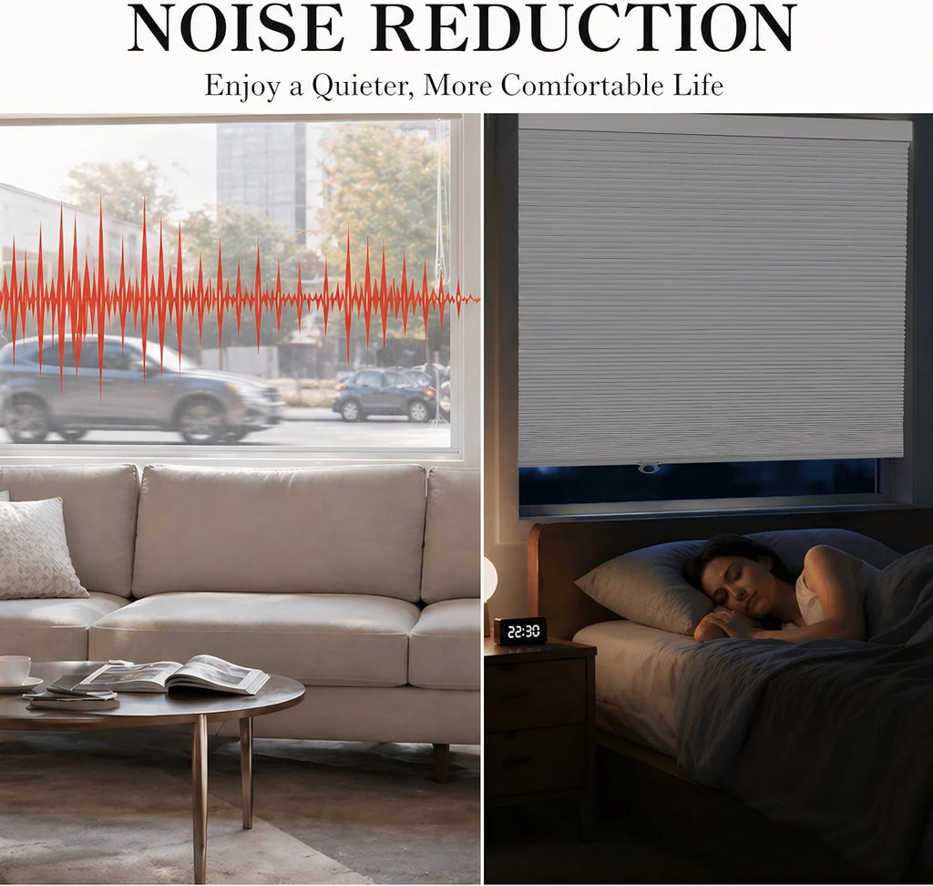 No Tools No Drill Cordless Blackout Cellular Shades White, | Blackout Fabric, Energy-Efficient Honeycomb Design