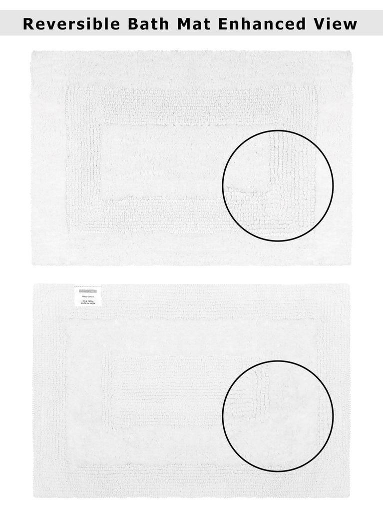 2 Pack Reversible Bath Mat - Soft Plush Bath Rug -17x24- White