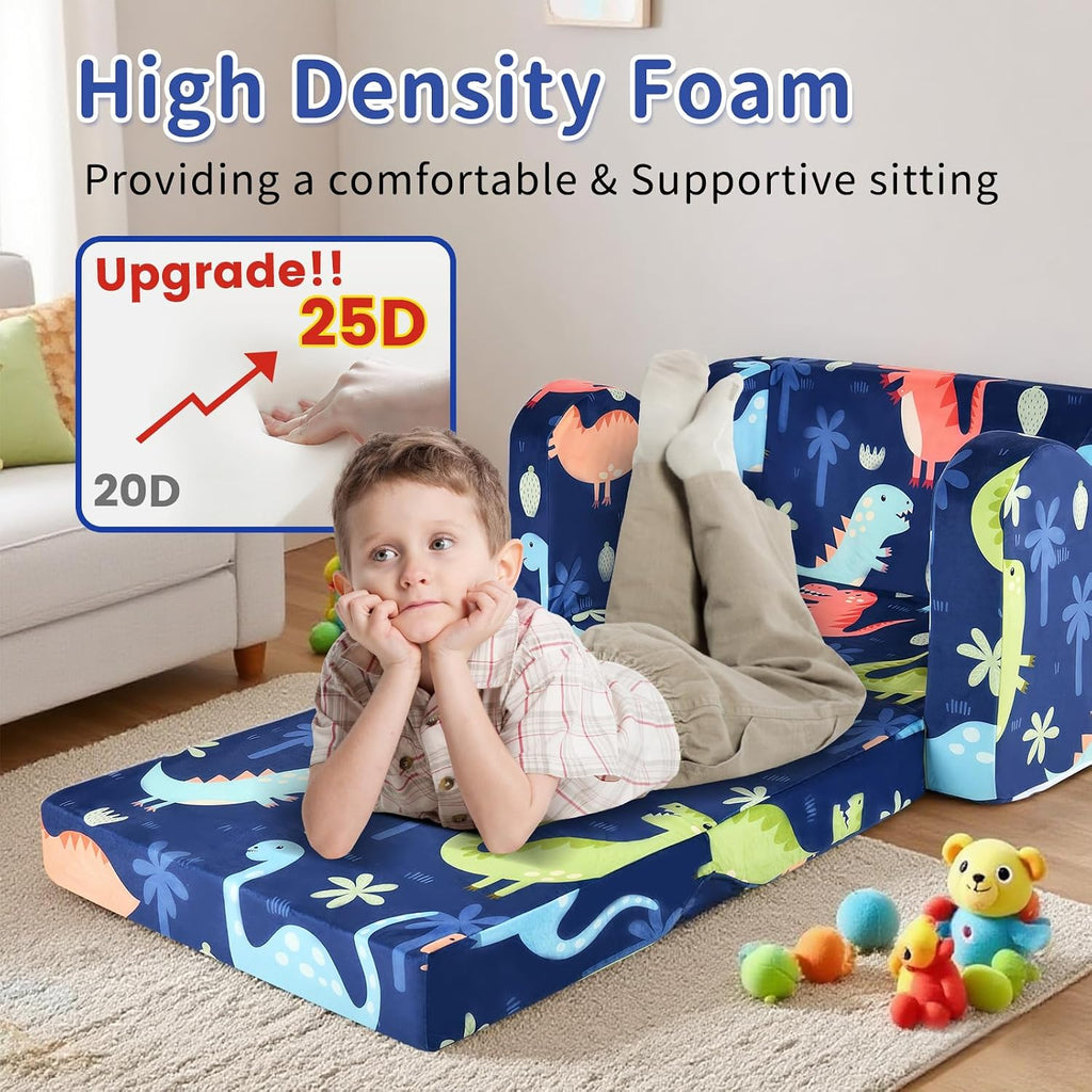 Toddler Couch, in-1 Dinosaur Kids Couch Fold-Out Kids Sofa