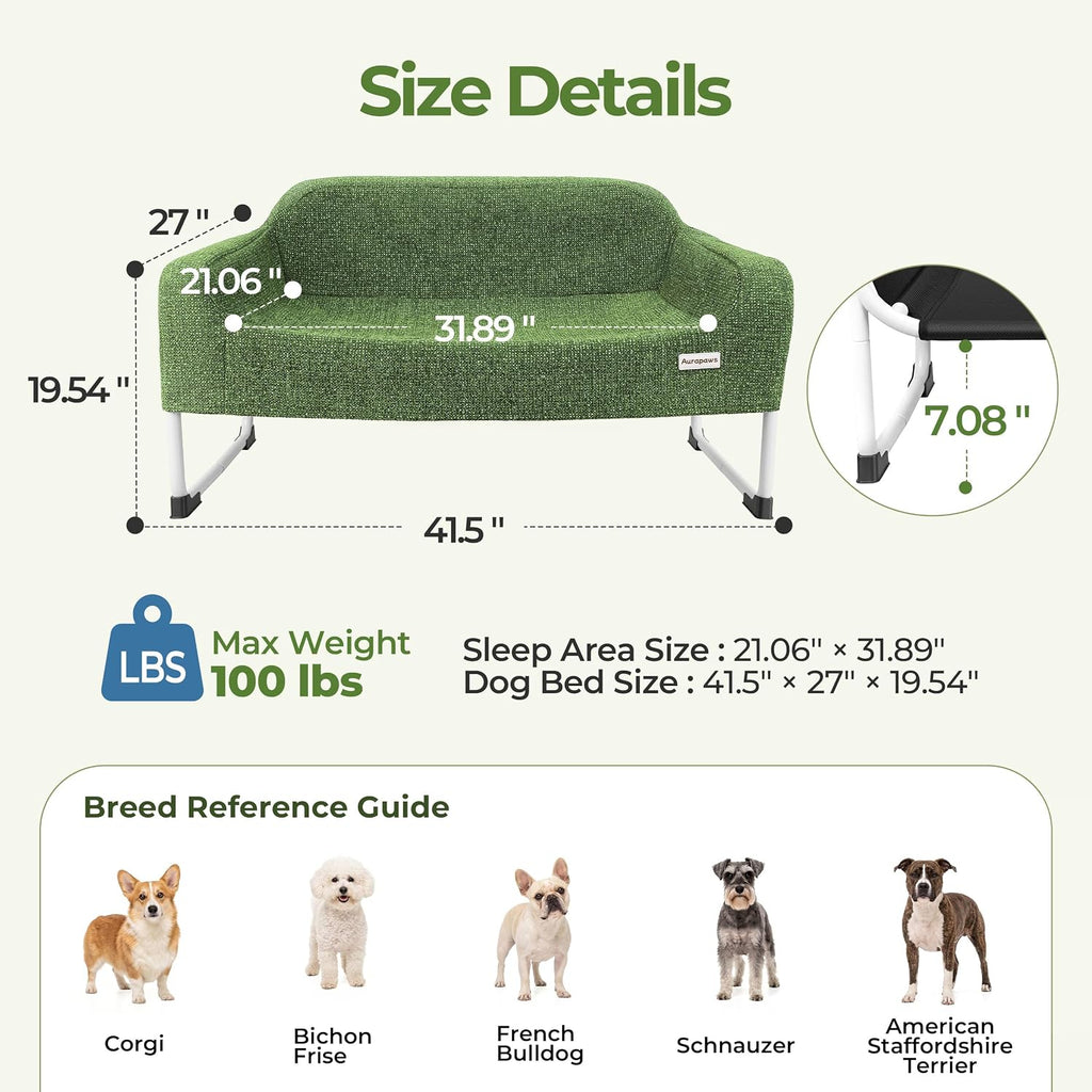 Elevated Dog Bed with Bolster Cushion, 2-in-1 Dog Cot for Medium Dogs