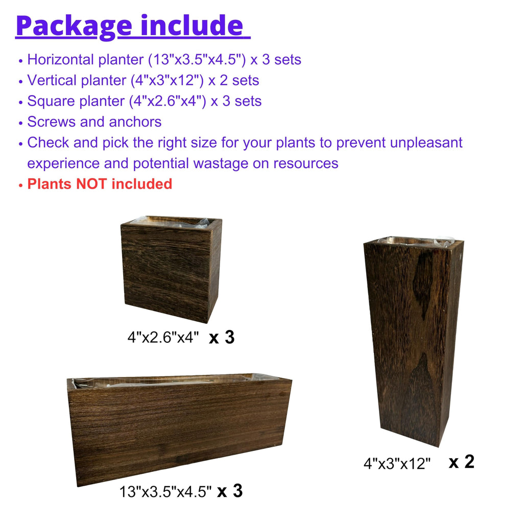 LaLaGreen Wood Planter Box for Plants (8 Pack) Wall Planters for Indoor