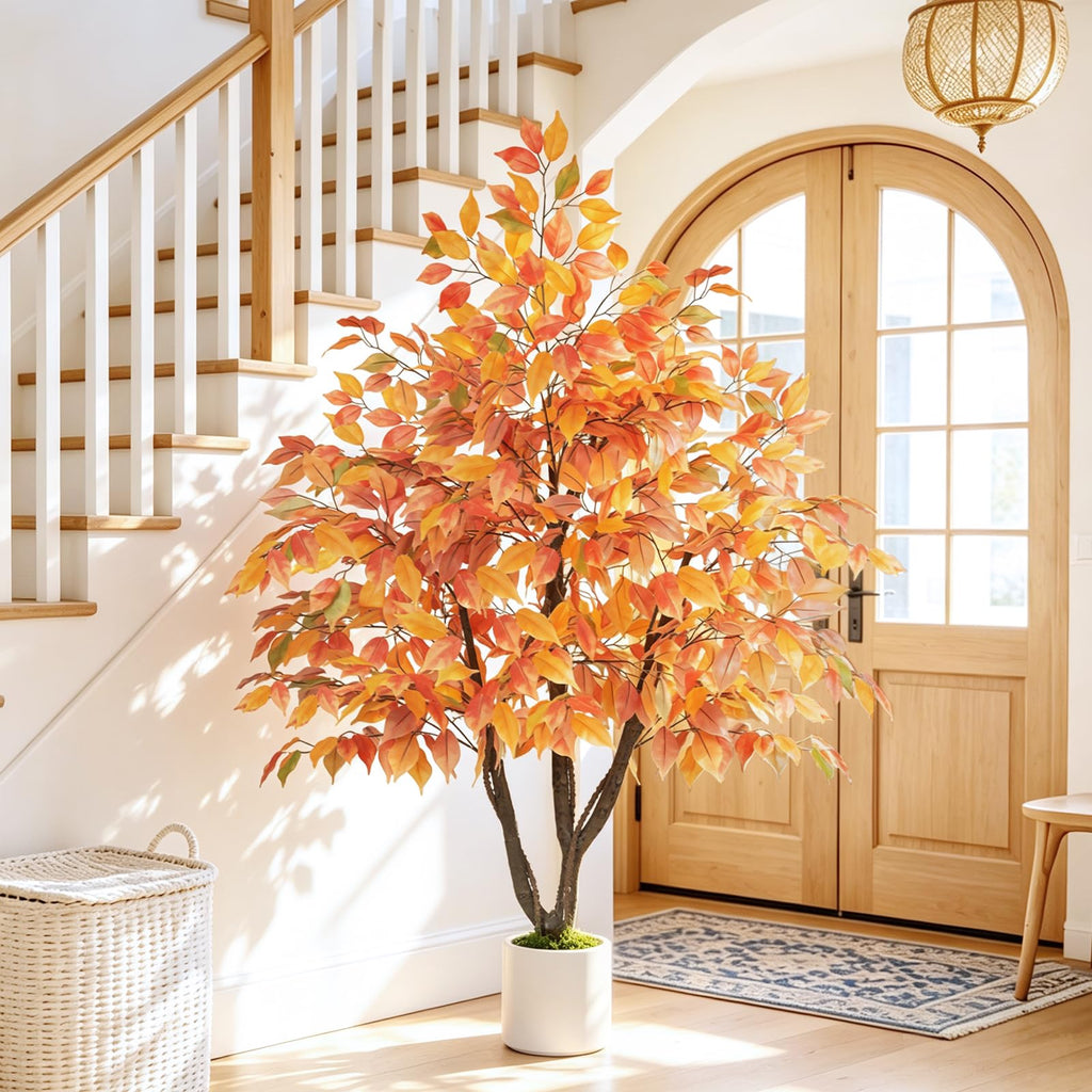 Artificial Fall Ficus Tree 5FT, Indoor Outdoor Faux Tree