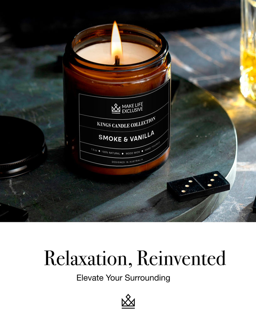 Scented Candles for Men - Smoke & Vanilla Scent