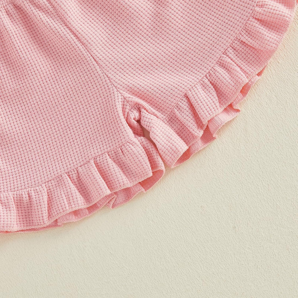 Baby Girl Summer Clothes Solid Color Ruffle Tops+Shorts Set