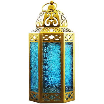 12" Metal Moroccan Decorative Candle Lantern Holders for Hanging or Table, Indoor Home Decor, Outdoor Patio or Porch