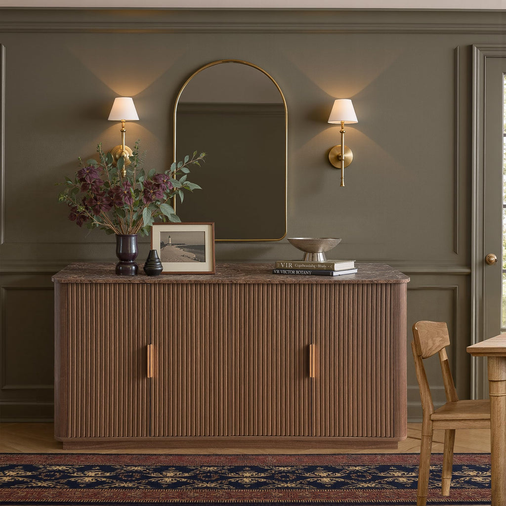 63" Fluted Sideboard Buffet Cabinet with Storage