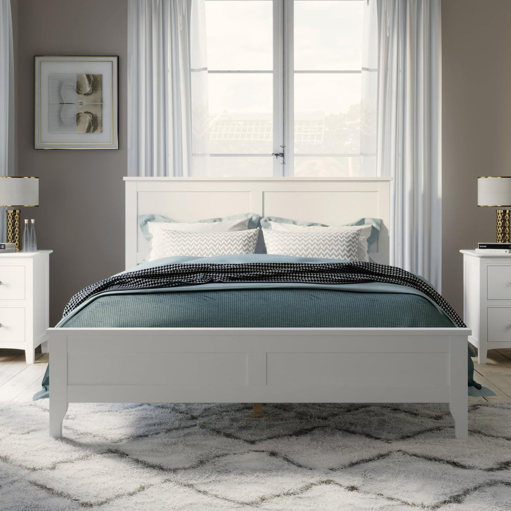 Full Size Platform Bed Frame, Modern Wooden Platform Bed Frame with Headboard and Wood Slat Support, No Box Spring