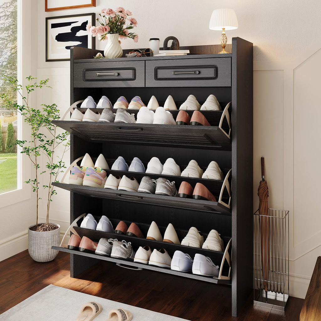 Shoe Cabinet Storage with 3 Large Flip Drawers & 2 Drawers
