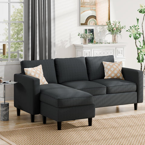 JAMFLY Sectional Sofa Couch Convertible L Shaped Sofas with Ottoman Small Sectional Couches for Living Room