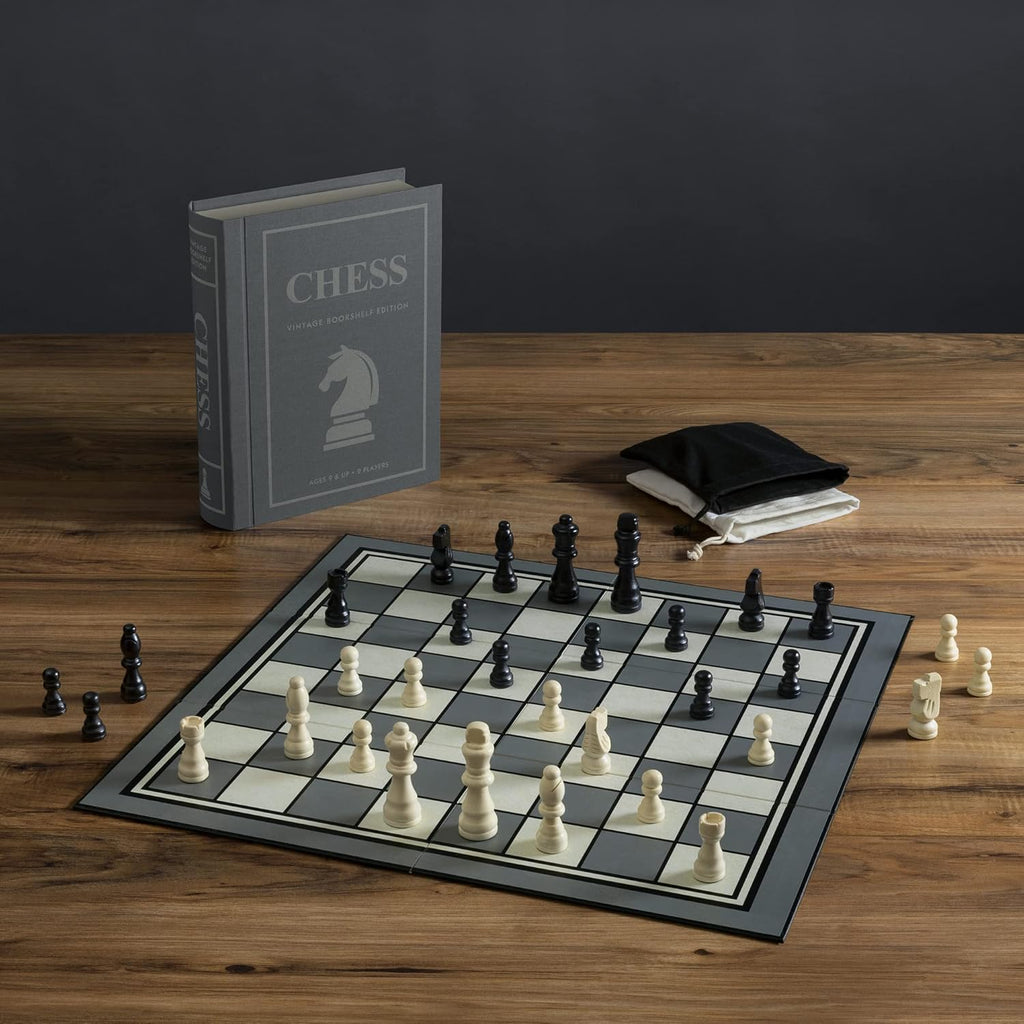 Chess Vintage Bookshelf Edition Board Game with Wood Pieces