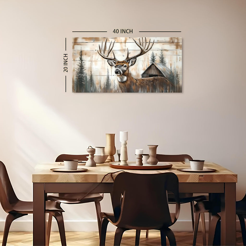 Wildlife Deer Wall Art Farmhouse Cabin Wall Decor Rustic Deer Picture Barn Wall Decor Living Room Home Decorations